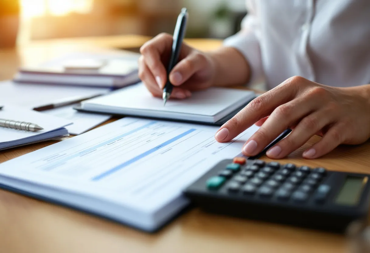 Bookkeeper handling company cheque book